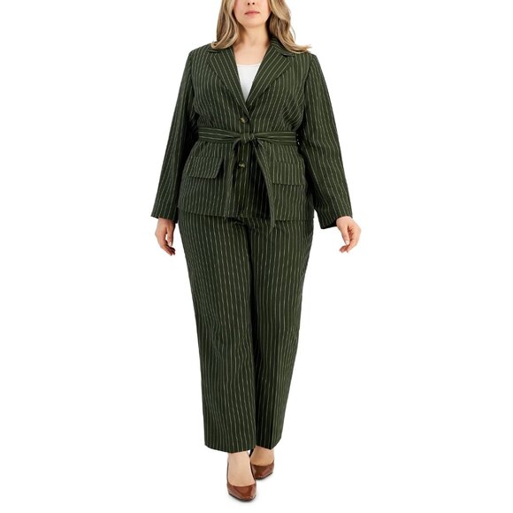 Le Suit pinstripe belted pantsuit - Picture 1 of 4